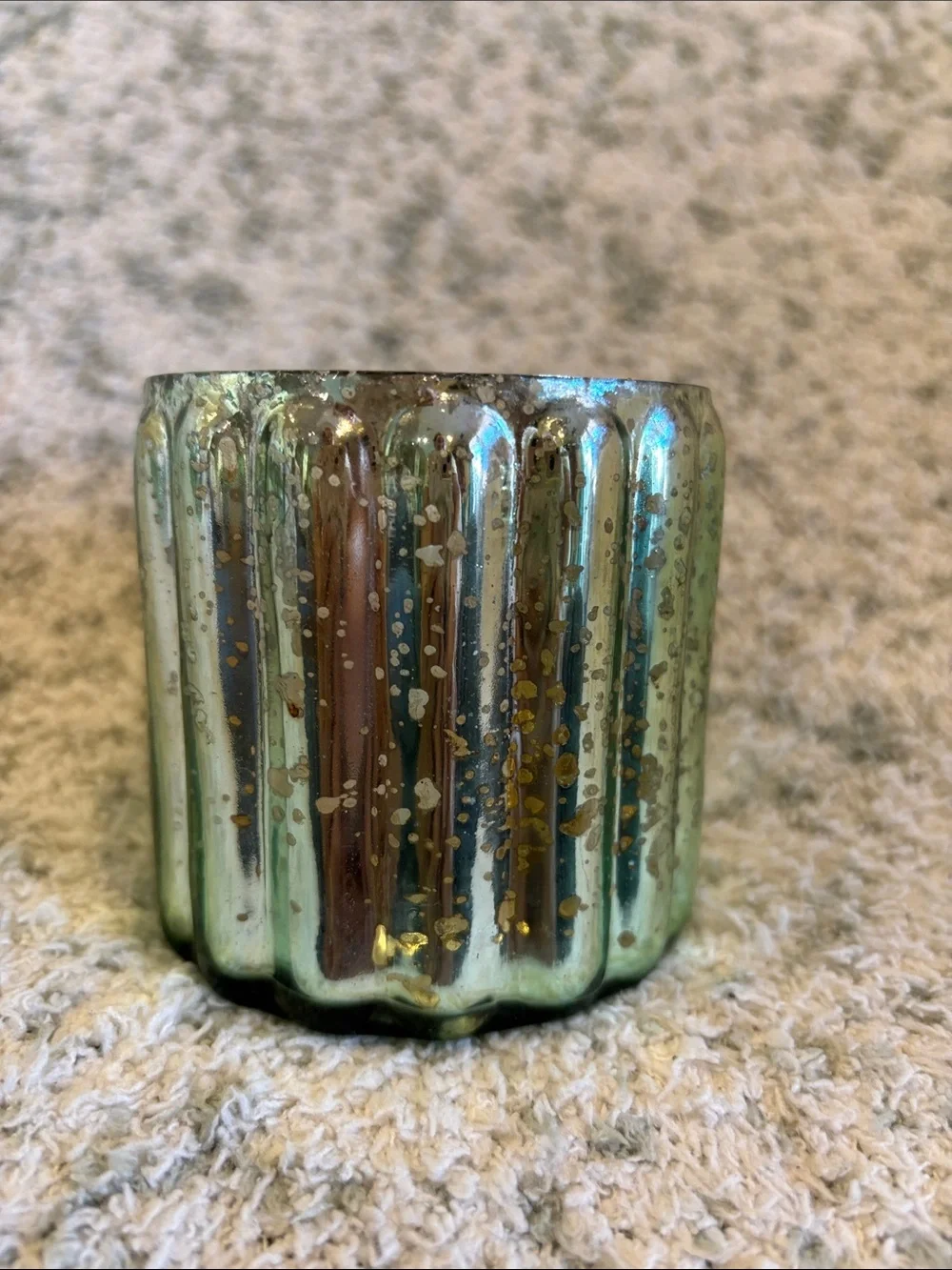 Mercury Glass Sage Green Ribbed Votive Candle Holder Koyal Pier One NWT 3x3”